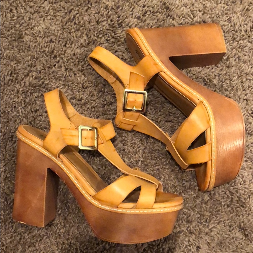 Tan platform heels